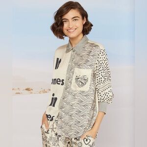 Women's Patterned Blouse - Black and White